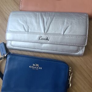 Coach Silver and Blue Women's Wallet Set